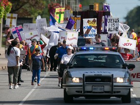 The annual March for Jesus made it's way down Ouellette Ave, Saturday, August 22, 2015. (DAX MELMER/The Windsor Star)