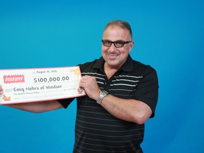 Windsor's Emig Nohra won $100,000 on an instant scratch ticket. (Photo courtesy OLG.ca)