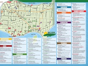 This Essex County Federation of Agriculture map shows the locations of farmers markets in Windsor-Essex.