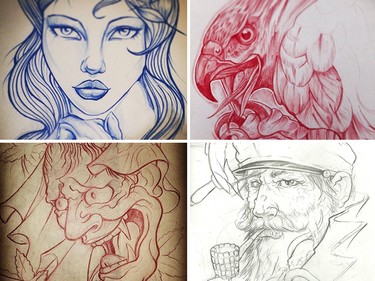 Some examples of the work of Windsor tattoo artist Dave Kant.