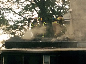 A fire at a vacant home on Felix Avenue. (Chris Thompson/The Windsor Star)