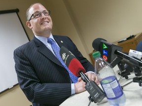 Mayor Drew Dilkens holds a press conference at Windsor Regional Hospital - Ouellette Campus, to announce that his health is fine following a dizzy spell during an earlier press conference, Thursday, August 27, 2015.  (DAX MELMER/The Windsor Star)
