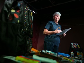 Sue Zanin from the Rotary Club speaks during the kick off of the Packs for Success program at the News Cafe in Windsor on Wednesday, August 5, 2015. (TYLER BROWNBRIDGE/The Windsor Star)