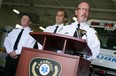 Essex-Windsor EMS chief, Bruce Krauter, right, is joined by deputy chiefs, Ryan Lemay and Justin Lammers, at a press conference in this August 2015 file photo.