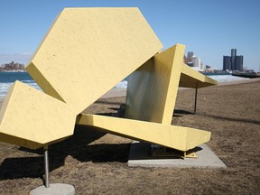 Riverfront sculpture Composition with Five Elements by Haydn Davies is shown on March, 15, 2014. (Windsor Star)