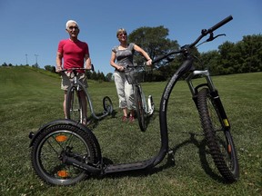 Roger and Dianna Knight stopped by Malden Park to promote the sport of kick biking in Windsor on Thursday, August 13, 2015. (TYLER BROWNBRIDGE/The Windsor Star)