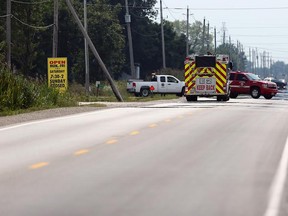 Emergency services tend to a gas leak on Manning Road in Tecumseh on Monday, Aug. 17, 2015. (TYLER BROWNBRIDGE/The Windsor Star)