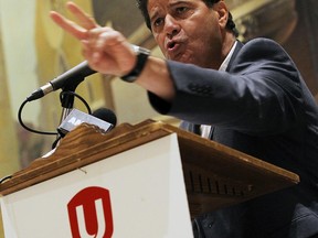 Unifor president Jerry Diaz addresses the crowd during a healthcare forum at the Ciociaro Club in Windsor on Wednesday, August 26, 2015. Those who were in attendance were urged to use their votes to stop cuts in healthcare.                           (TYLER BROWNBRIDGE/The Windsor Star)