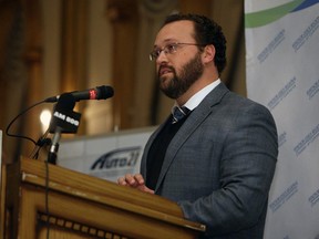 In this file photo, Flavio Volpe, president of the Automotive Parts Manufacturers Association, speaks during a chamber of commerce lunch at the Ciociaro Club in Tecumseh on Wednesday, Nov. 19, 2014.