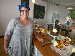 Little White Kitchen owner Michele Bowman in her bakery on its first day of business last Saturday. (DAX MELMER / The Windsor Star)