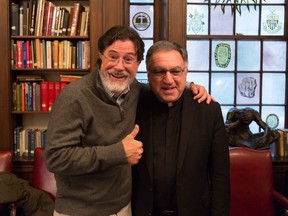An hour-long interview  conducted with comic Stephen Colbert which aired on a Canadian Catholic digital cable channel Sunday has made Rev. Thomas Rosica an online sensation. (Courtesy of Salt and Light Catholic Media Foundation)