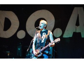 DOA is back with its LP, Hard Rain Falling. Joe Keithley’s observations on government, corporate greed and the threat to environment are contained on the video Pipeline Fever. (Gerry Kahrmann/Postmedia News files)
