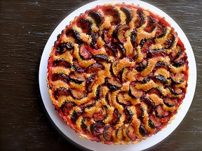 Plum Almond Tart: Serve for dessert with any kind of cream, or with coffee for breakfast.