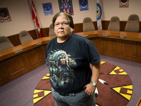 Chief Thomas Bressette of the Chippewas of Kettle and Stony Point First Nation stands inside the band council chambers in Kettle Point, Ont. on Tuesday September 1, 2015. This weekend marks the 20th anniversary of the shooting death of unarmed native protester Dudley George during the 1995 occupation of expropriated land in Ipperwash, which has since been returned. (Craig Glover/Postmedia News)