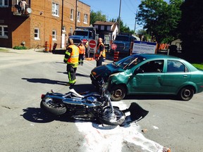 Windsor police have closed Pillette Road near Ontario Street following collision between a motorcycle and car. (Nick Brancaccio/The Windsor Star)