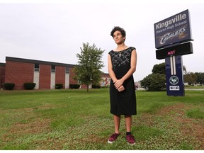 Kingsville student Michael Melo, 16, shown Tuesday, Sept. 29, 2015, with the outfit he wore to picture day, said a few teachers and a handful of students looked at him weird, but overall there was no teasing or taunting.