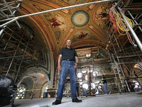 Gerry Gignac, chair of the building and grounds committee at the St. Joseph Church in River Canard is shown on Sunday, Sept. 13, 2015 amid the renovations.  (DAN JANISSE/The Windsor Star)