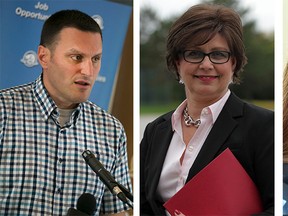 Federal candidates in the Essex riding are incumbent Conservative Jeff Watson, left, Liberal candidate Audrey Festeryga and NDP candidate Tracey Ramsey. (Windsor Star files)