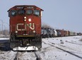 A Canadian National locomotive is seen Monday, Feb. 23, 2015, in Montreal. THE CANADIAN PRESS/Ryan Remiorz