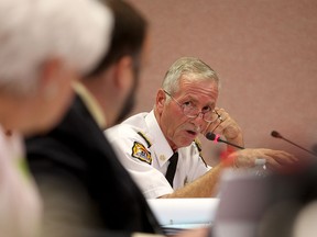 Windsor fire chief Bruce Montone fields questions from Windsor city council on Tuesday, Sept. 8, 2015. Dozens of residents filled council chambers expressing concern over a proposed eight-metre fire route connecting Woodlawn and Parkwood avenues to Kamloops Street. (DYLAN KRISTY/The Windsor Star)
