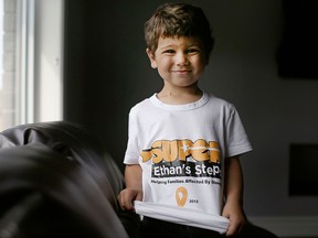 Ethan Abdul-Massih, 3, is pictured in his home in Ruthven, Ont., Friday, Sept. 4, 2015.  Abdul-Massih was diagnosed nearly a year ago with acute lymphocytic leukemia.  (DAX MELMER/The Windsor Star)