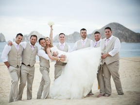 Freeds of Windsor outfitted this Cabo wedding party.