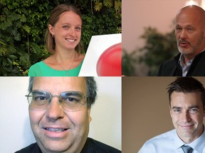 Candidates running in the riding of Chatham-Kent-Leamington: (clockwise) Liberal candidate Katie Omstead, Conservative candidate Dave Van Kesteren, NDP candidate Tony Walsh and Green Party candidate Mark Vercouteren.