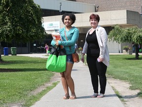 Madison Doan and her mother, Paula Doan leave St. Clair College on September 1, 2015.   Madison Doan is starting in the Early Childhood Education  program at St. Clair College and is on OSAP.  (JASON KRYK/The Windsor Star)