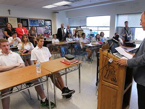 Windsor-Essex Catholic District School Board director Paul Picard speaks at a media conference on Wednesday, Sept. 23, 2015, at the Assumption High School regarding literacy test results. (DAN JANISSE/The Windsor Star)