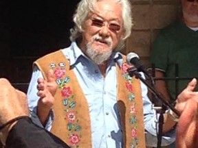David Suzuki speaks at a rally at Ojibway Park on Sept. 13,. 2015. (Doug Schmidt/The Windsor Star/Twitpic)