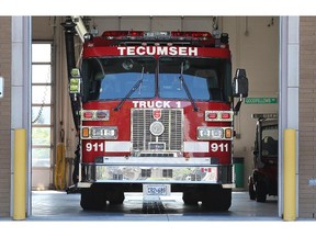 A fire truck is shown at the Tecumseh Fire and Rescue Station 1 in Tecumseh, on Aug. 6, 2015.