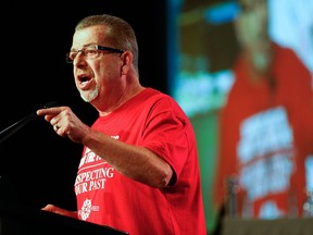 OSSTF President Sam Hammond delivers the work-to-rule marching orders to fellow teachers and is met with multiple standing ovations in support at the Harbour Castle Westin in Toronto on Thursday August 20, 2015.