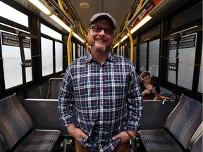 Councillor Chris Holt is photographed on a city bus in Windsor on Tuesday, September 29, 2015. Holt recently returned from a transit conference and brought home a number of new ideas.