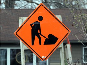 Road construction sign. (JASON KRYK/The Windsor Star)