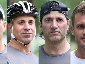 Team Mucci is: Bert Mucci, left, Gianni Mucci, Danny Mucci and Nick Williamson who will be running/biking from Amherstburg to Kingsville in a fundraising event called 50K for $50K. (JASON KRYK / The Windsor Star)