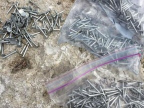 These nails were found on a road in LaSalle.