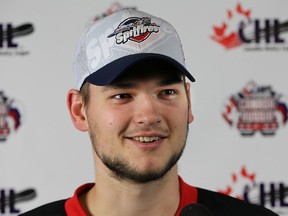 The Windsor Spitfires will be well represented at the 2015 Canada Russia Series. Logan Brown who will play in the game is shown at a media conference on Wednesday, Oct. 21, 2105 at the WFCU Centre in Windsor, ON. (DAN JANISSE/The Windsor Star)