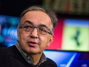 Sergio Marchionne, CEO of Fiat Chrysler Automobiles, gives an interview while on the floor of the New York Stock Exchange in this October 2015 file photo.