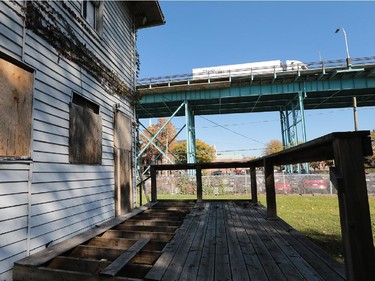 Blighted properties owned by the Ambassador Bridge company are shown on Thursday, Oct. 22, 2015.