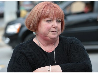 General Brock Public School principal Anne Adamson speaks Tuesday, Oct. 6, 2015, in front of the school about the cockroach situation that closed the cafeteria recently. (DAN JANISSE/The Windsor Star) (For story by Carolyn Thompson)