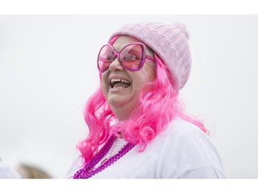 Debra Farbas attends the Canadian Breast Cancer Foundation CIBC Run for the Cure costumed in pink at the Riverfront Festival Plaza, Sunday, Oct. 4, 2015.  (DAX MELMER/The Windsor Star)