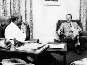 Dr. William G. Phillips, right, is shown with Zambian president Kenneth Kaunda in this undated photo. Phillips was Kaunda's personal economic adviser from 1965 to 1991 serving under a program overseen by three Canadian prime ministers — Lester Pearson, Pierre Trudeau and Brian Mulroney. Phillips served as University of Windsor professor and dean from 1950 to 1987, when he was conferred as professor emeritus.