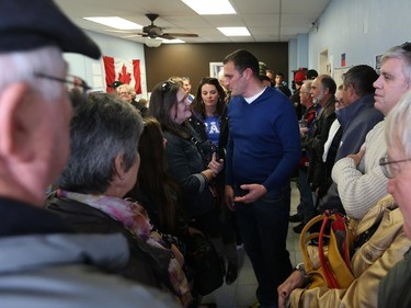 MP Jeff Watson thanks supporters at his campaign office in Essex, Ont., on Saturday, Oct.  17, 2015.