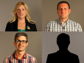 Essex candidates (clockwise) Jennifer Alderson, Green Party, Jeff Watson, Conservative and Enver Villamizar, Marxist-Leninist.