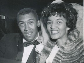Fergie Jenkins, the Chatham native and first Canadian-born major league baseball player to be inducted into the Baseball Hall of Fame, is shown with Kathyrn Anne Williams after they exchanged their wedding vows at William St. Baptist Church in Chatham. The photo appeared in The Windsor Star on Feb. 15, 1965. The couple left for their honeymoon to Florida where he started spring training with the Philadelphia Phillies in his rookie season. - Photo by Bill Dolamore, Dolamore Studio: Star archives
