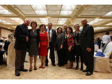 From left, Frank and Fran Pignanelli, Anna and Joe Tortorici, Gina and Tom Vilardi, Teresa Covassi, Vita and Paolo Giorlando at the 85th Anniversary Gala Dinner & Dance of the Italian Women's Club G. Caboto Auxiliary. (CAROLYN THOMPSON/The Windsor Star)
