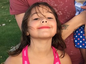 Isabel Rueda, age 7, daughter of Sherri Rueda is pictured in this handout photo. Isabel was critically injured in a fire on Balfour Boulevard in Windsor that police say was intentionally set.