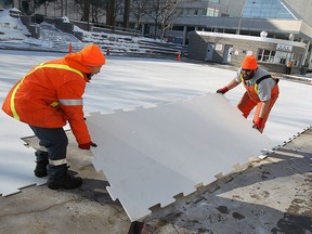 A City of Windsor crew removes the ice from Charles Clark Square in Windsor  in this 2014 file photo.