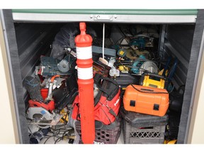 A storage locker full of various items-mainly power tools-that were believed to have been stolen. (Courtesy of Windsor Police)