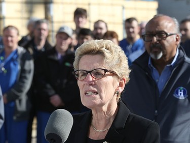 Ontario Premier Kathleen Wynne tours Highbury Canco Corporation in Leamington, Ont. on October 16, 2015.